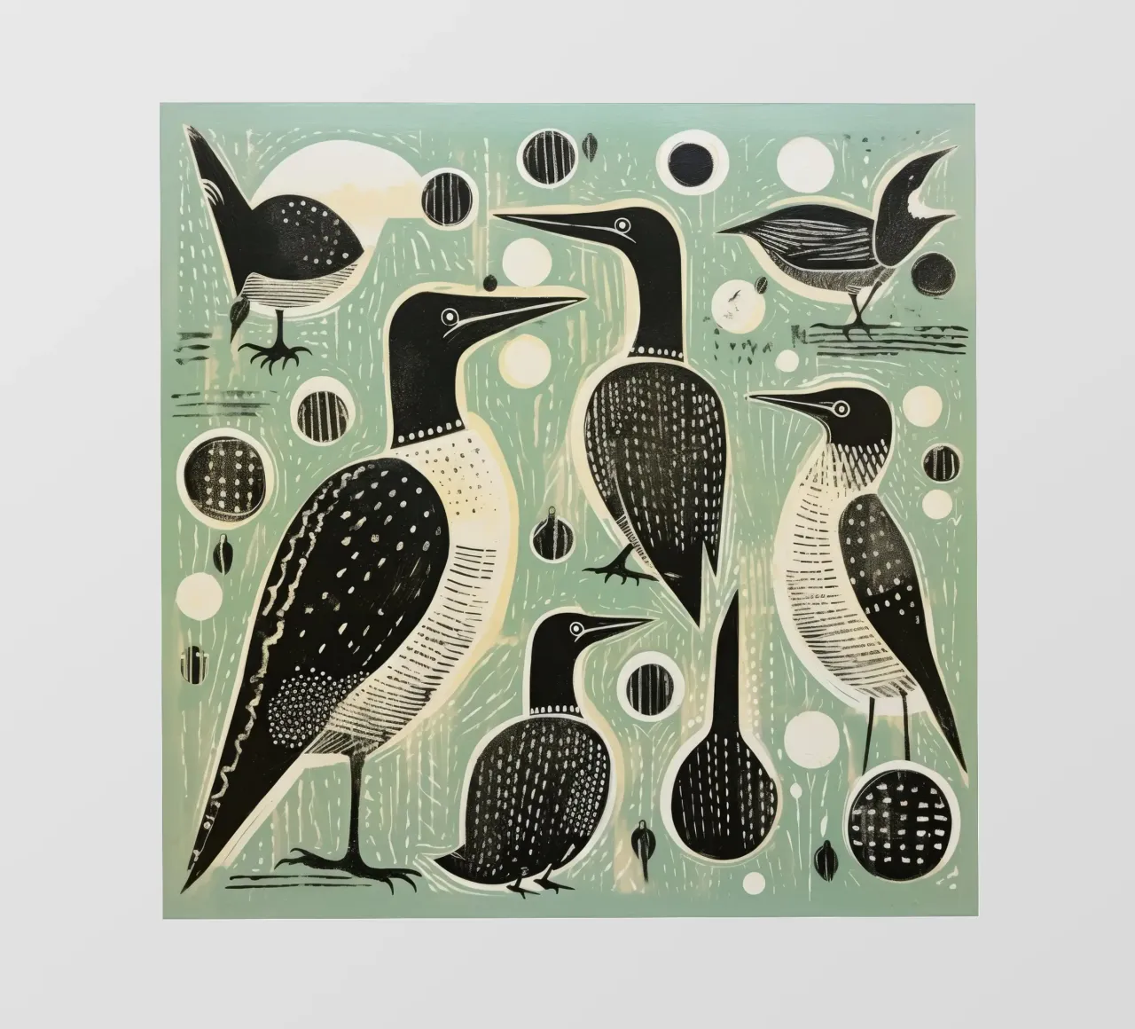 Cormorano verde 4 telo in pvc da Minimal Animal Art