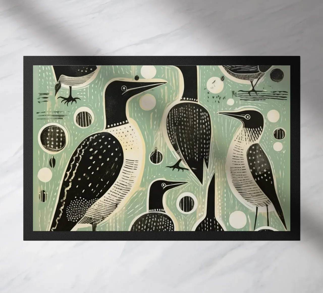 Cormorano verde 4 zerbino da Minimal Animal Art