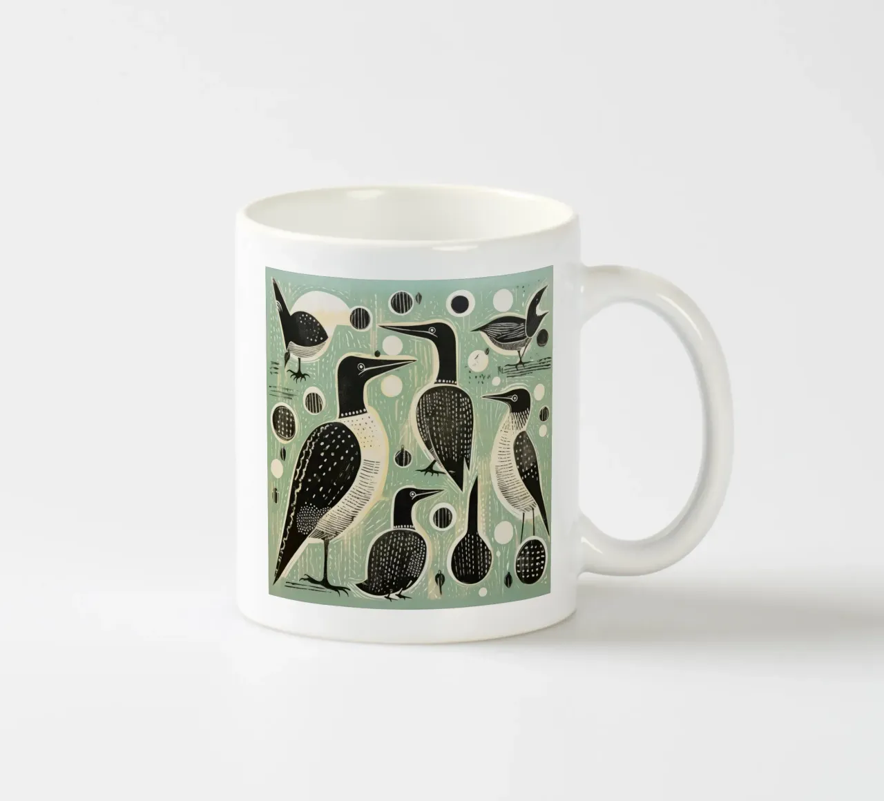 Cormorano verde 4 tazza in ceramica da Minimal Animal Art