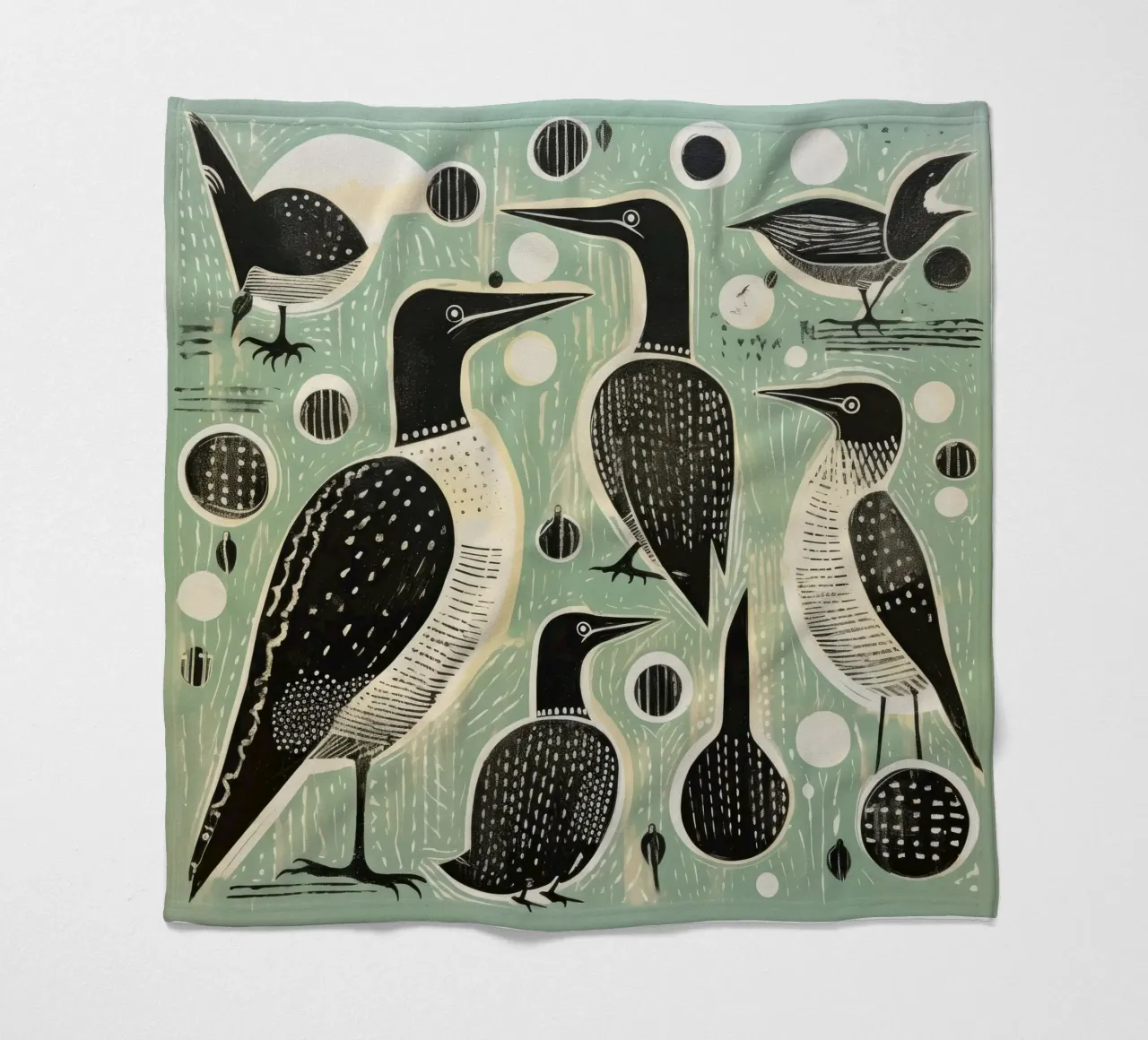 Cormorano verde 4 coperta in pile da Minimal Animal Art