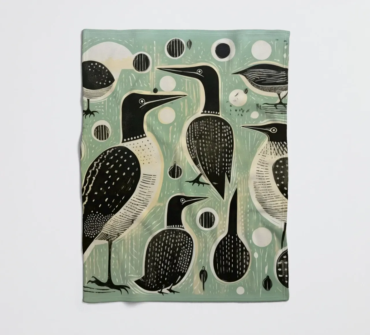 Cormorano verde 4 coperta in pile da Minimal Animal Art