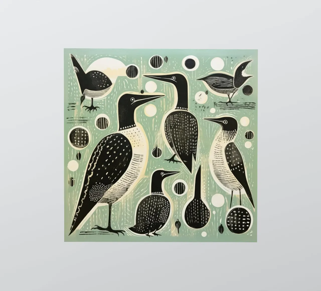 Groene aalscholver 4 sticker van Minimal Animal Art