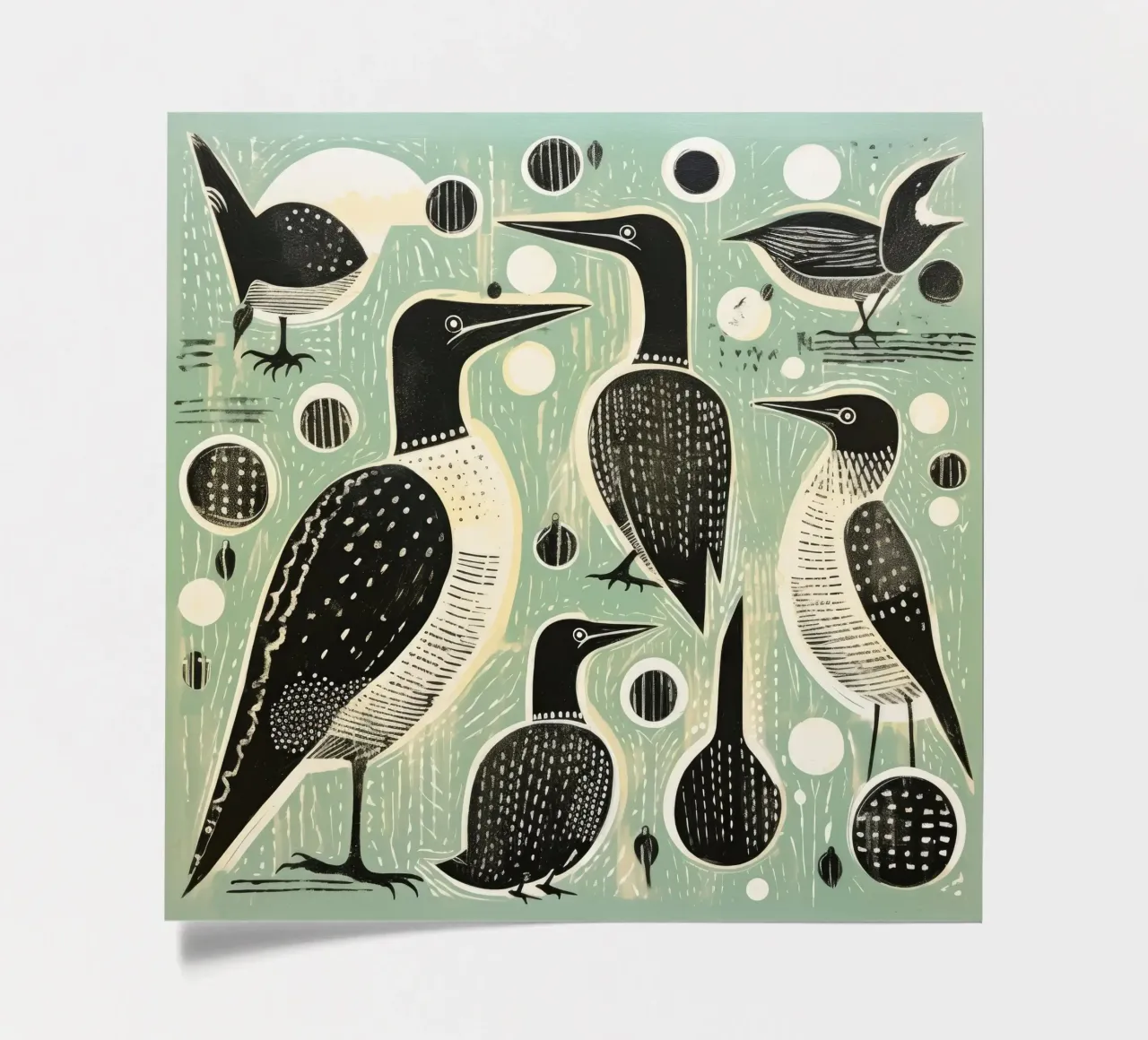 Cormorano verde 4 foglio adesivo da Minimal Animal Art
