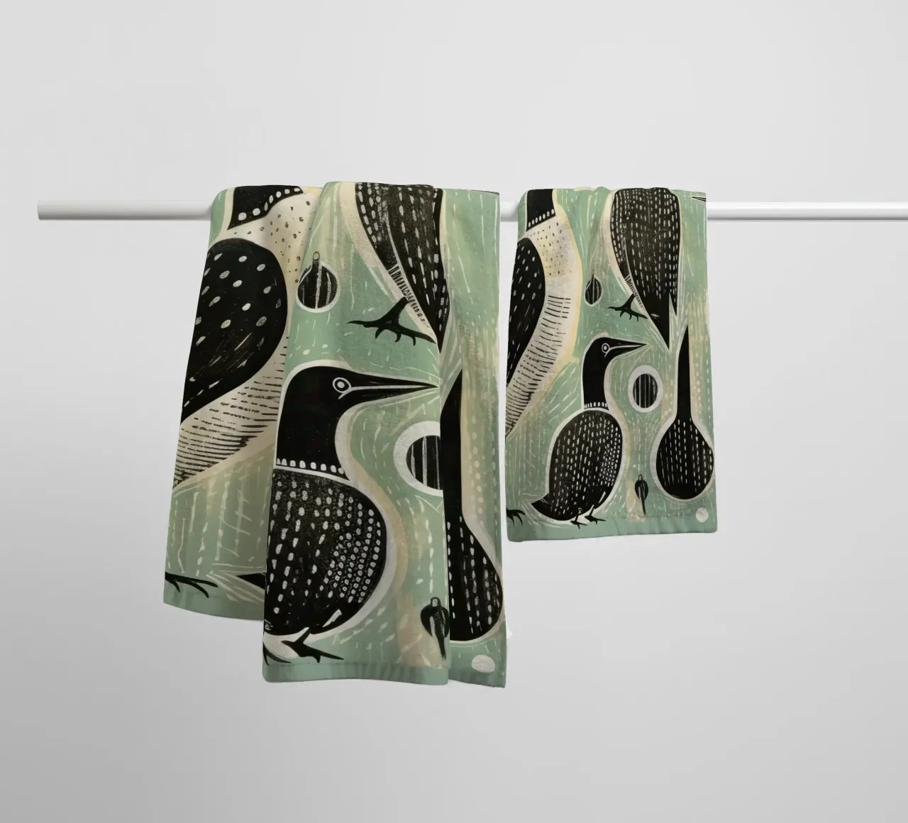 Cormorano verde 4 asciugamano da bagno da Minimal Animal Art