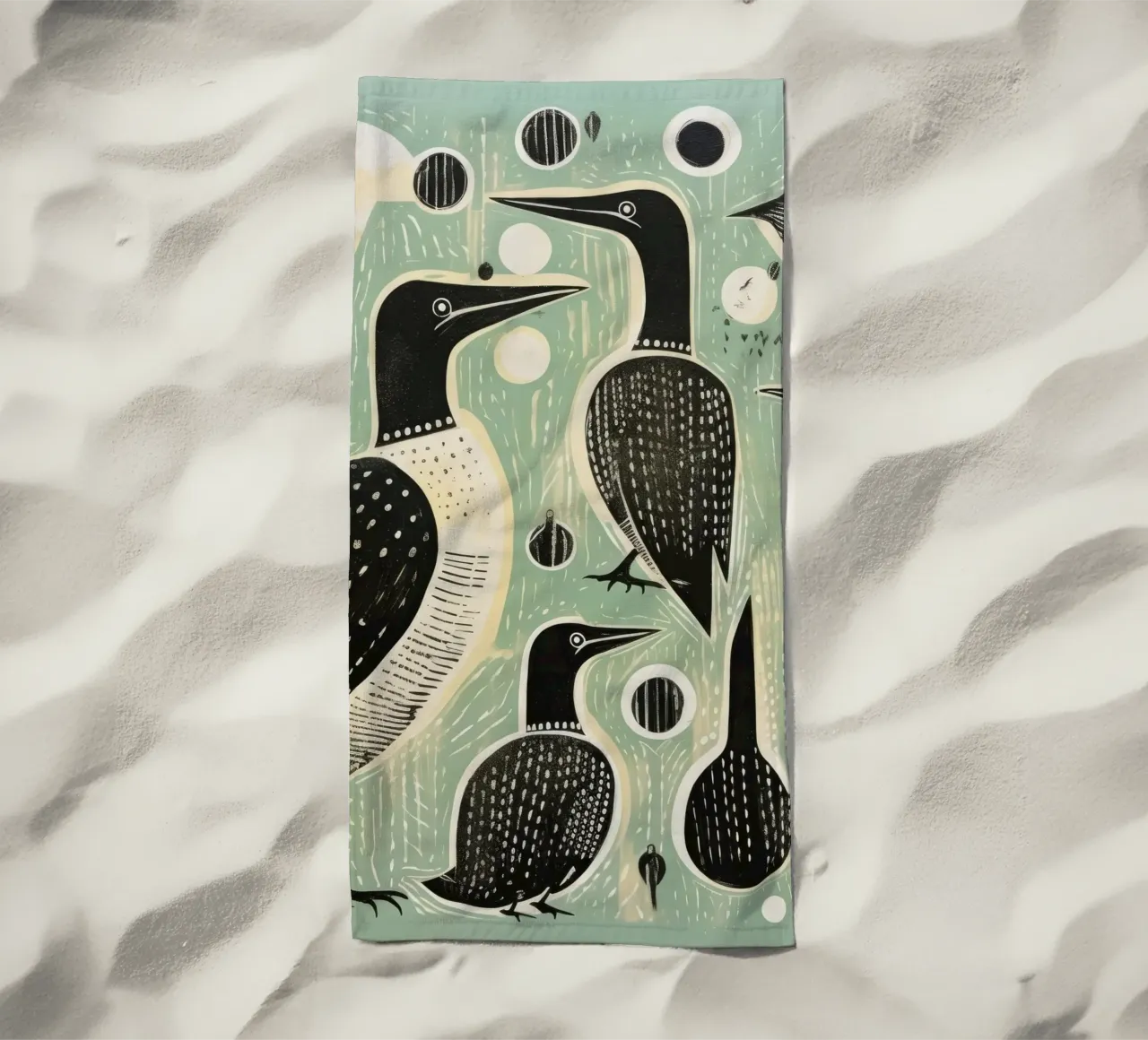 Cormorano verde 4 telo mare da Minimal Animal Art