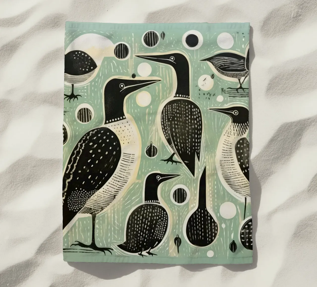 Cormorano verde 4 telo mare da Minimal Animal Art