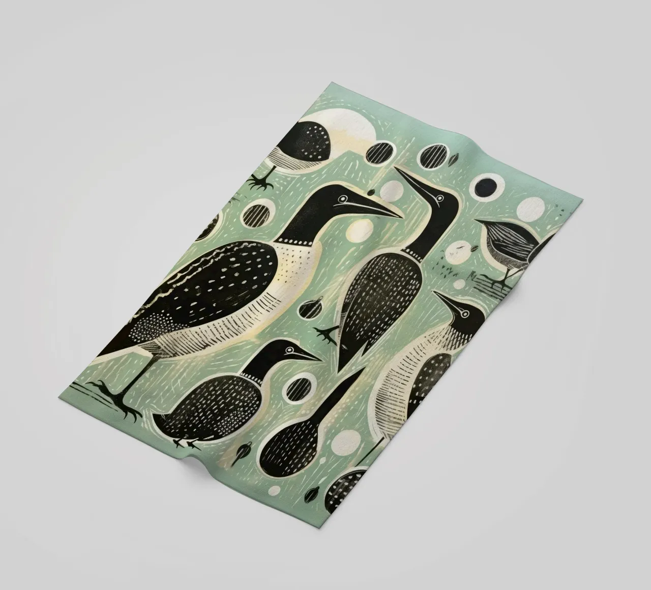 Cormorano verde 4 telo mare da Minimal Animal Art
