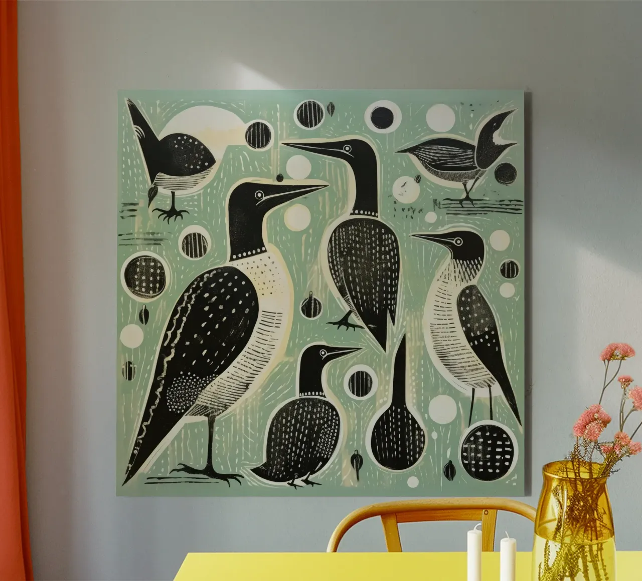 Cormorano verde 4 alluminio dibond da Minimal Animal Art