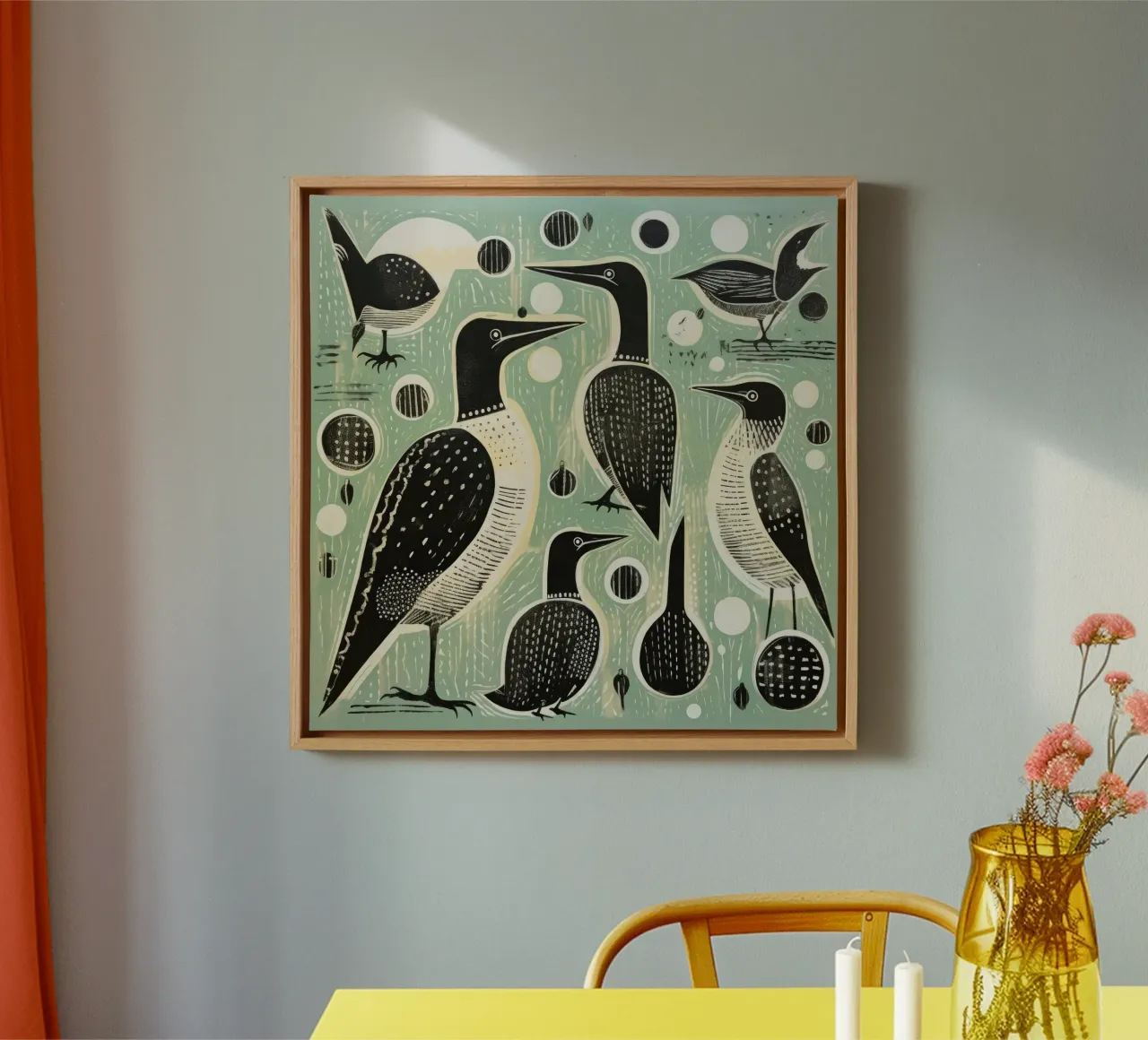 Groene aalscholver 4 canvas van Minimal Animal Art