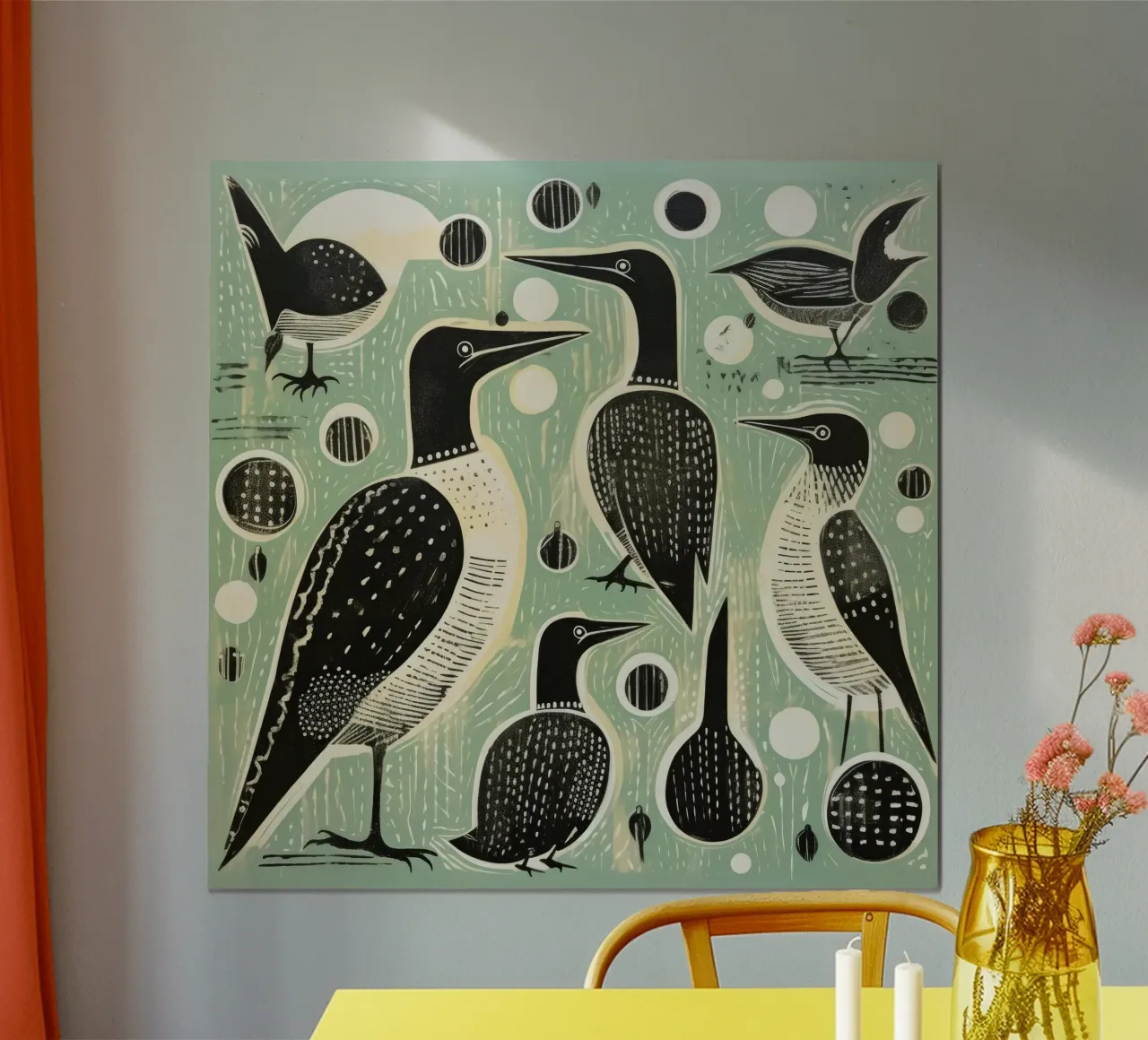 Cormorano verde 4 poster da Minimal Animal Art