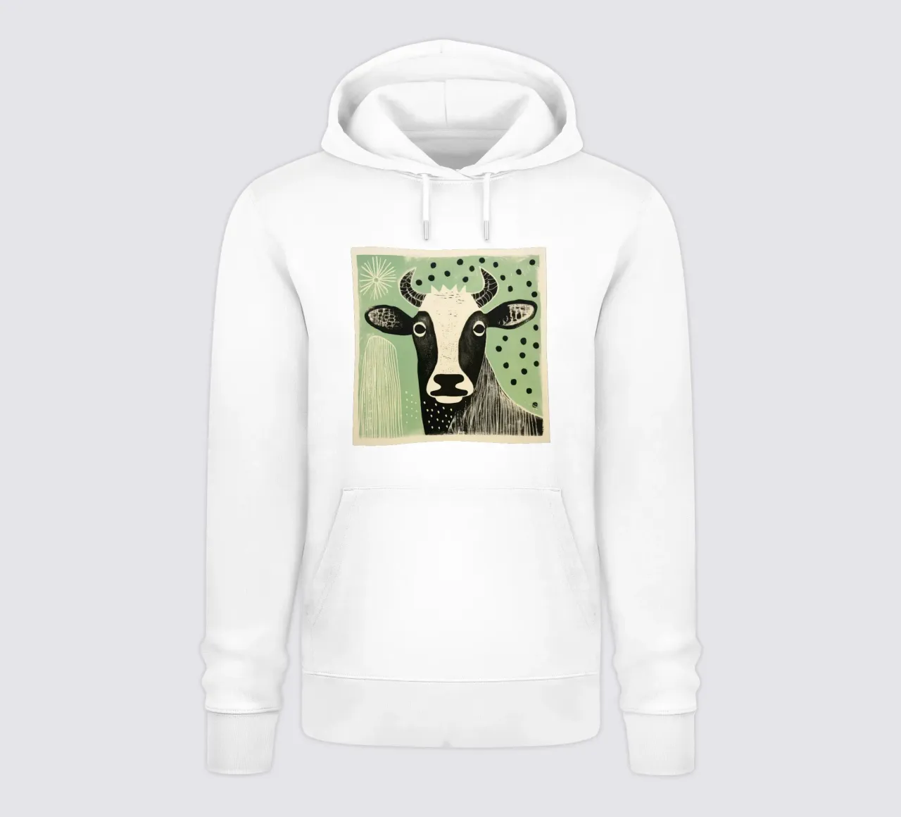 Mucca verde 1 felpa con cappuccio da Minimal Animal Art