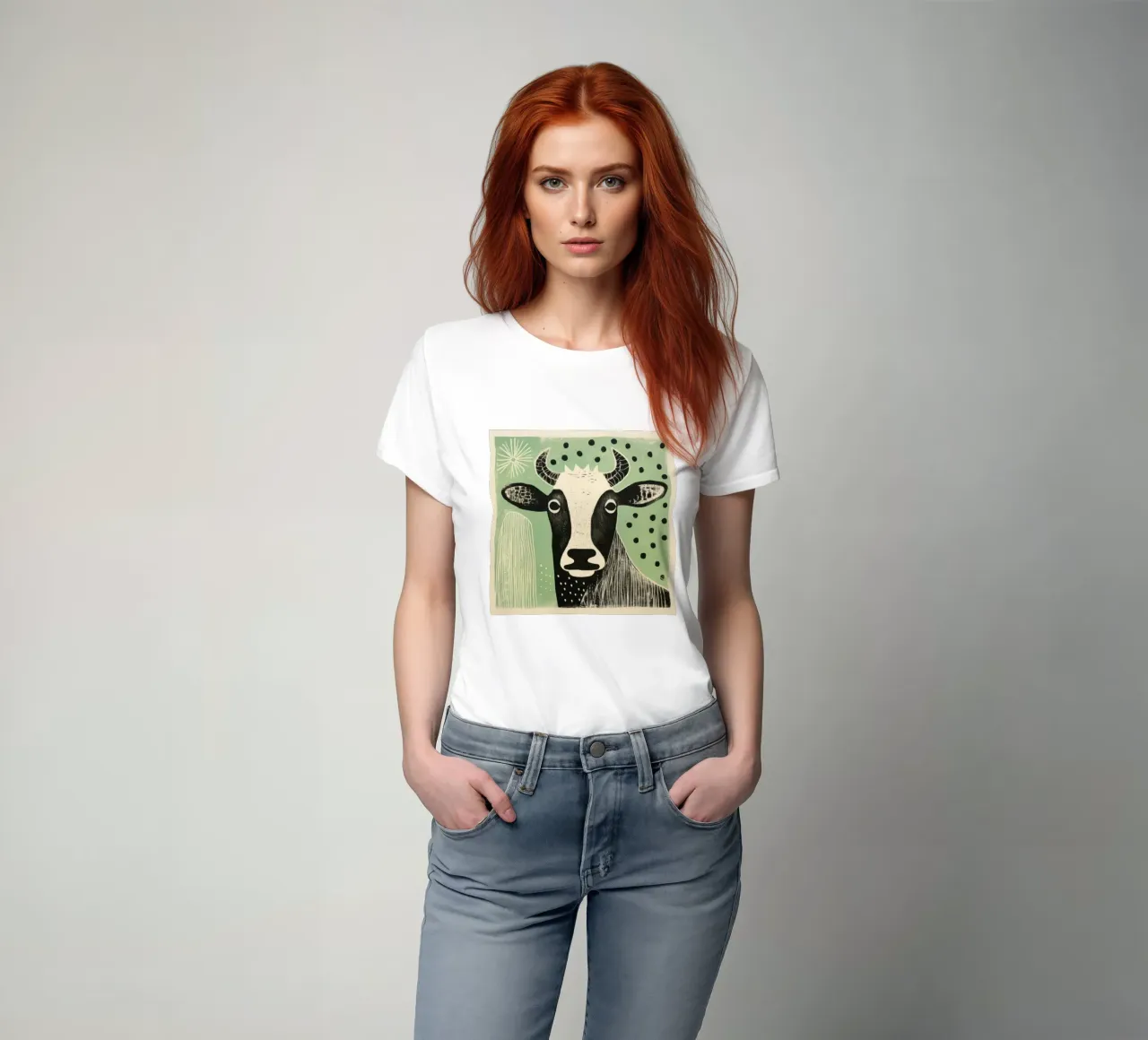 Mucca verde 1 t-shirt da Minimal Animal Art