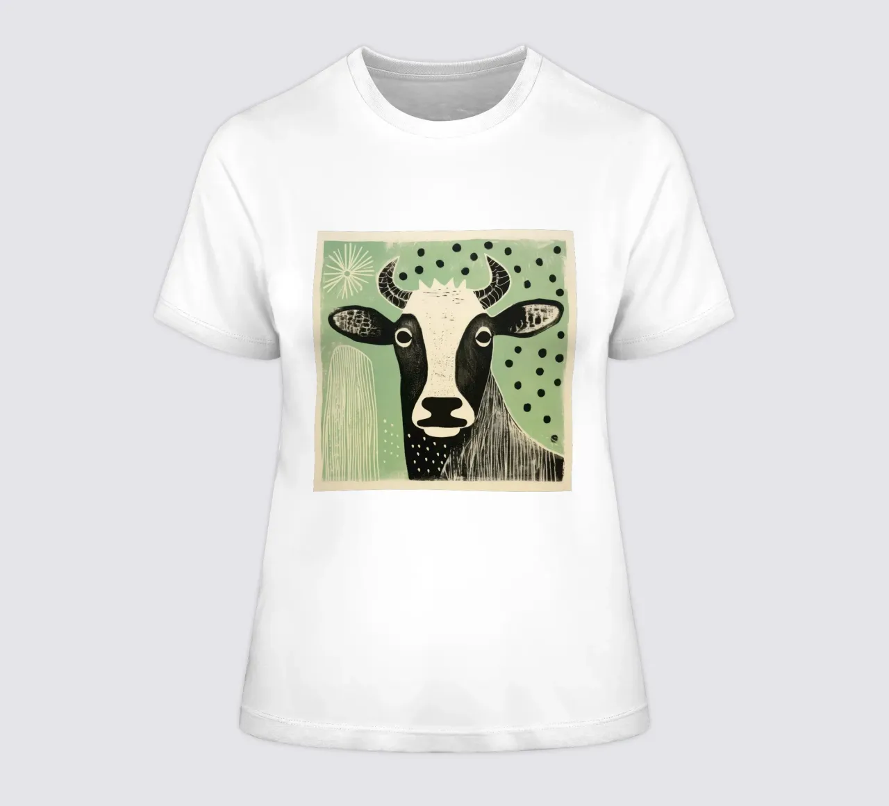 Mucca verde 1 t-shirt da donna da Minimal Animal Art