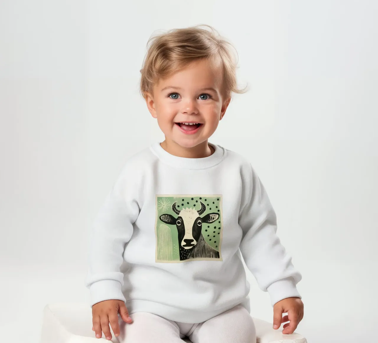 Mucca verde felpa neonato da Minimal Animal Art