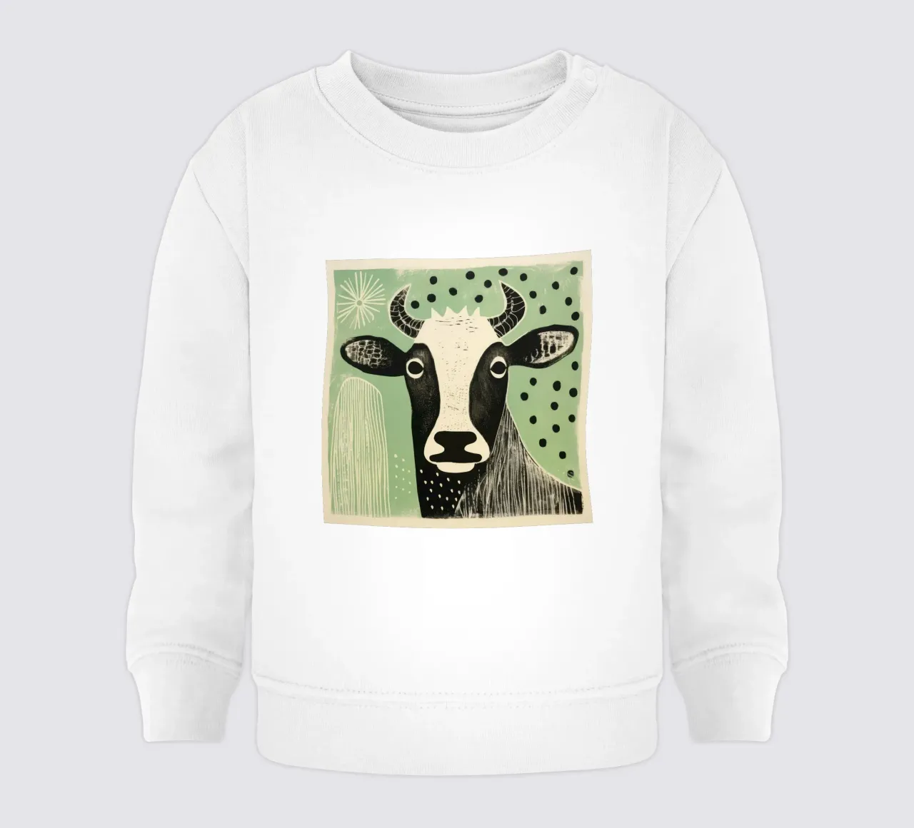 Mucca verde 1 felpa neonato da Minimal Animal Art