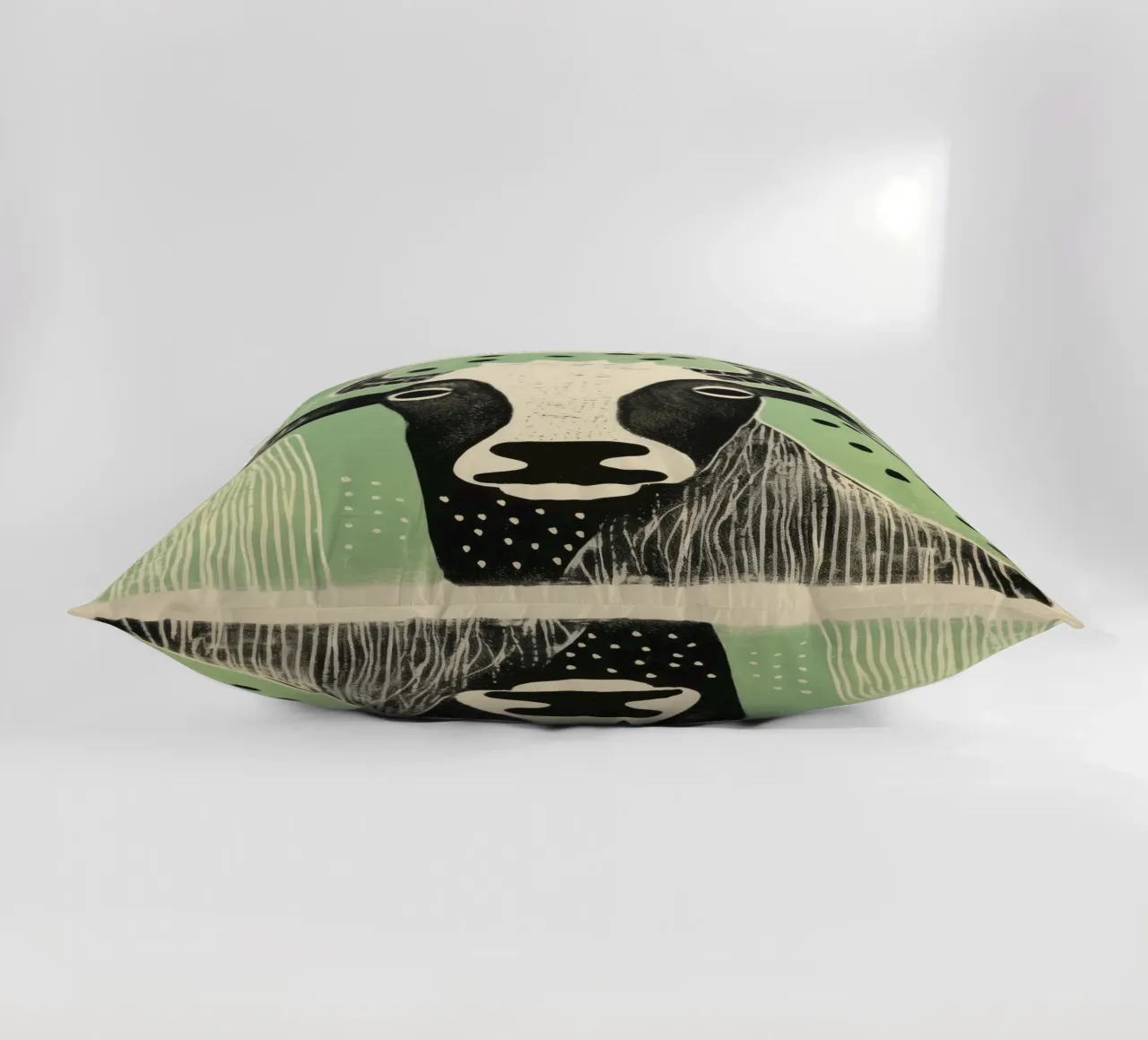 Mucca verde 1 cuscino da Minimal Animal Art