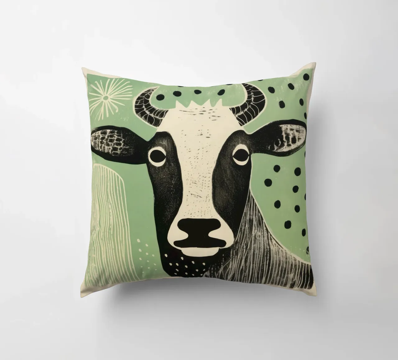 Mucca verde 1 cuscino da Minimal Animal Art