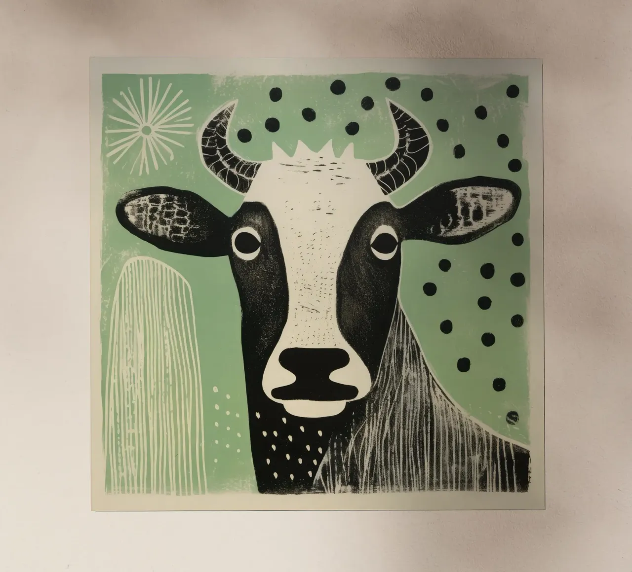 Mucca verde 1 pellicola backlit da Minimal Animal Art