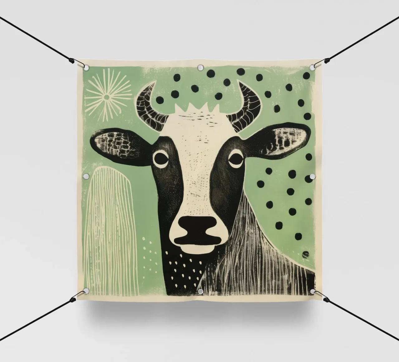 Mucca verde telo in pvc da Minimal Animal Art