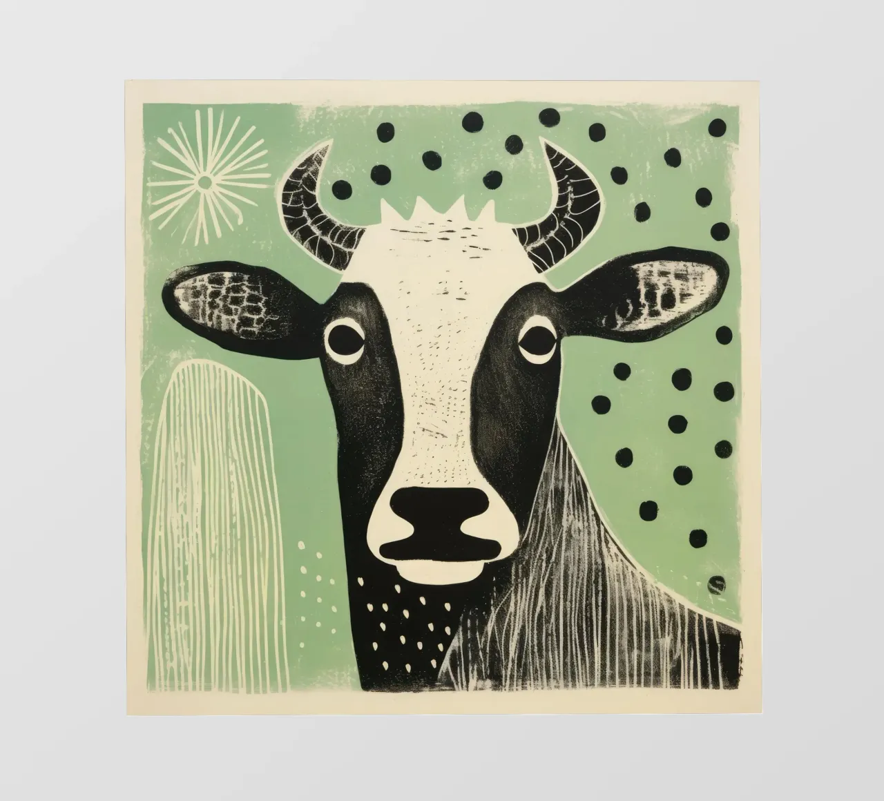 Mucca verde telo in pvc da Minimal Animal Art