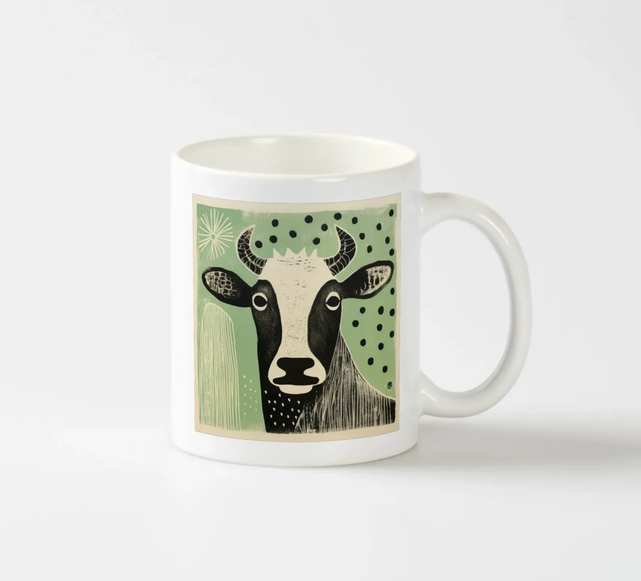 Mucca verde 1 tazza in ceramica da Minimal Animal Art