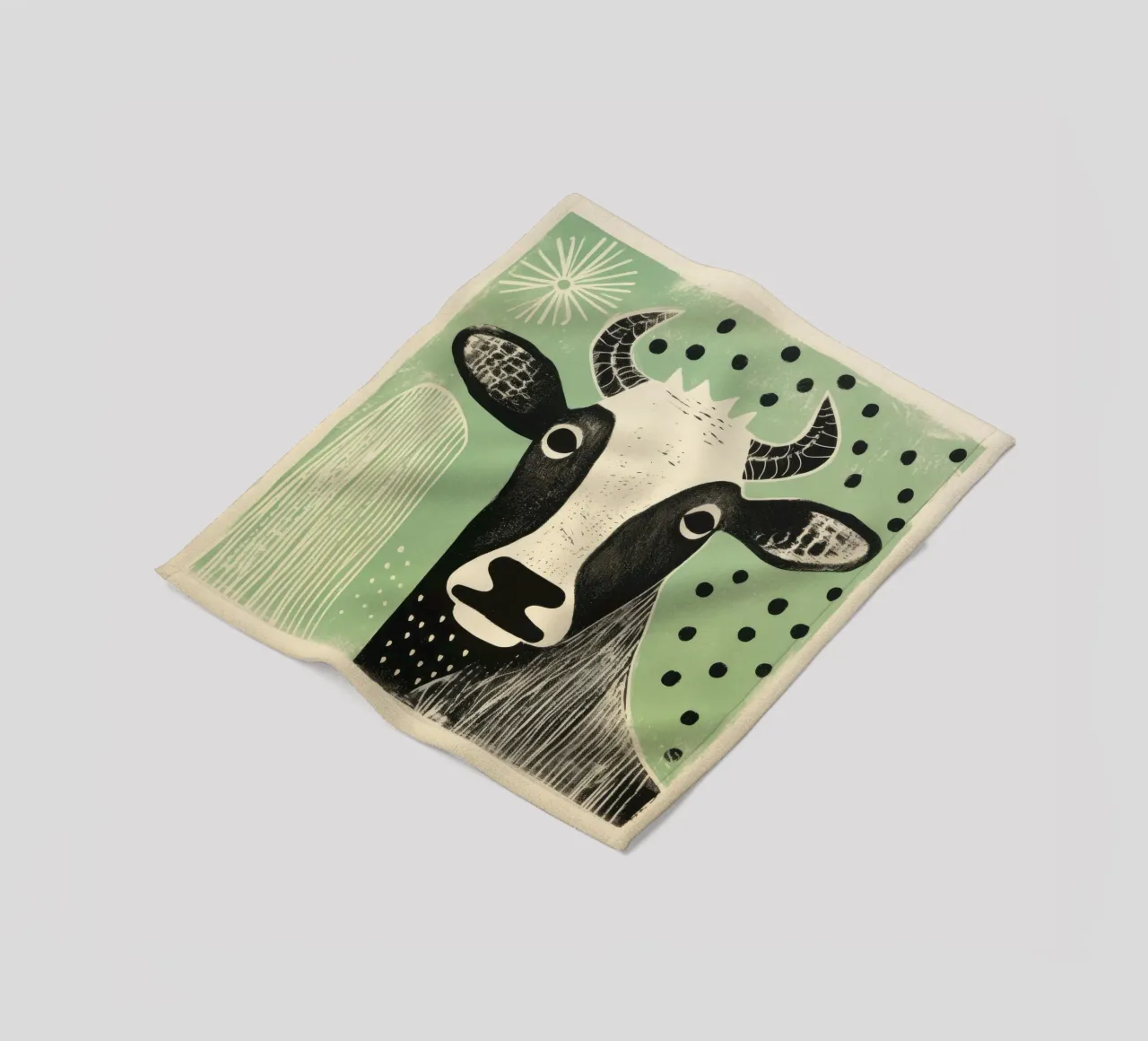 Mucca verde 1 coperta in pile da Minimal Animal Art