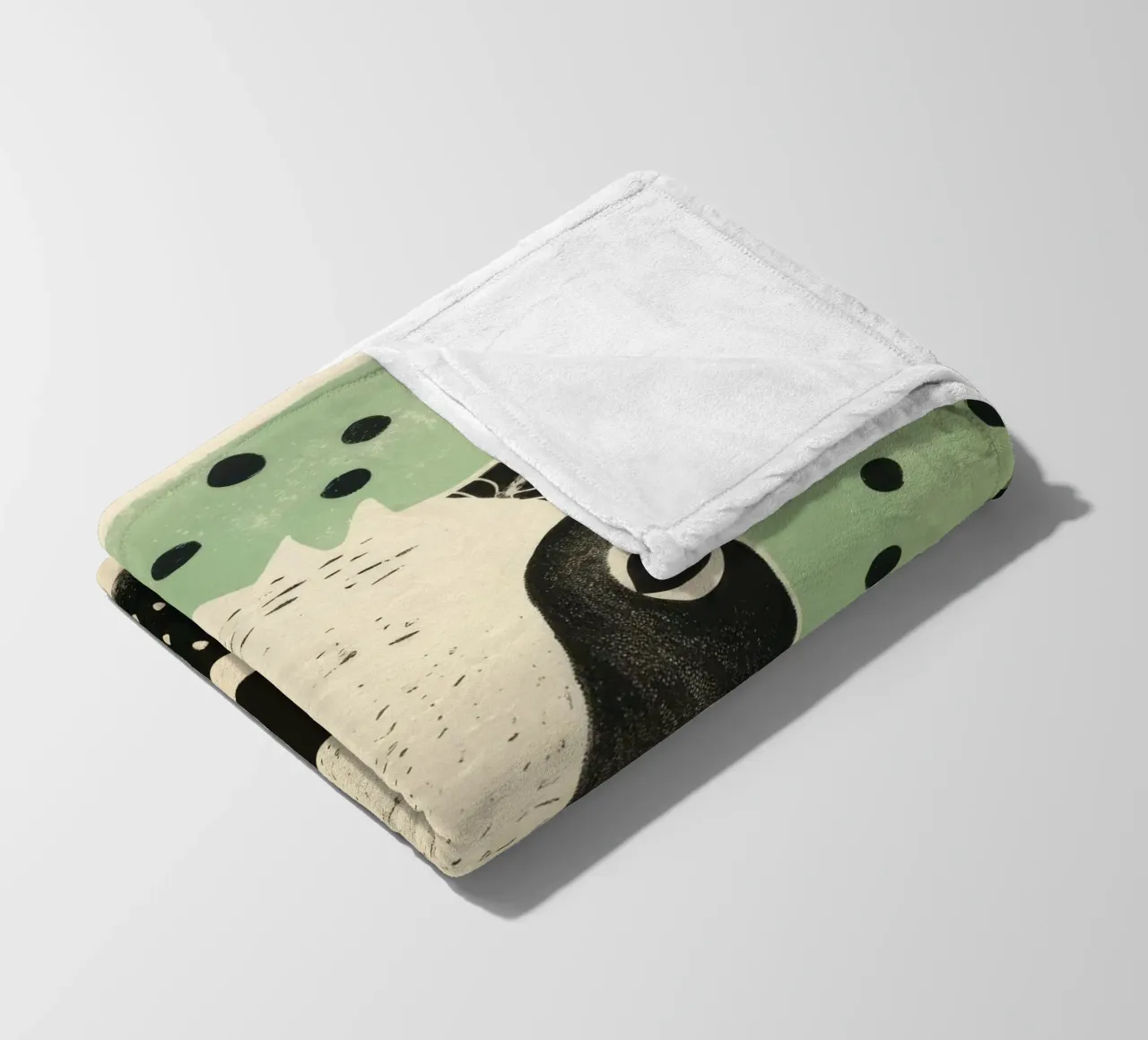 Mucca verde 1 coperta in pile da Minimal Animal Art