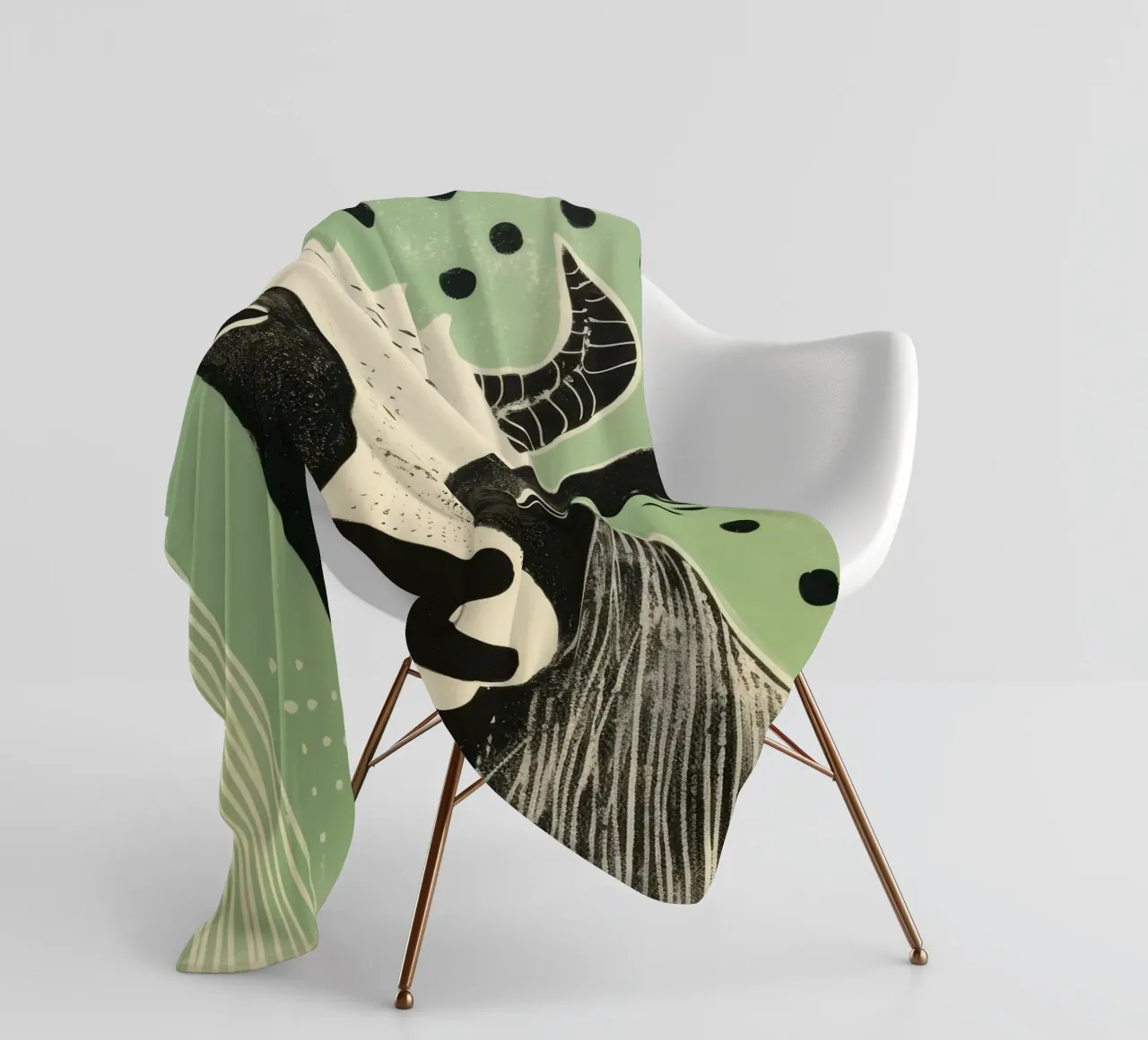 Mucca verde 1 coperta in pile da Minimal Animal Art