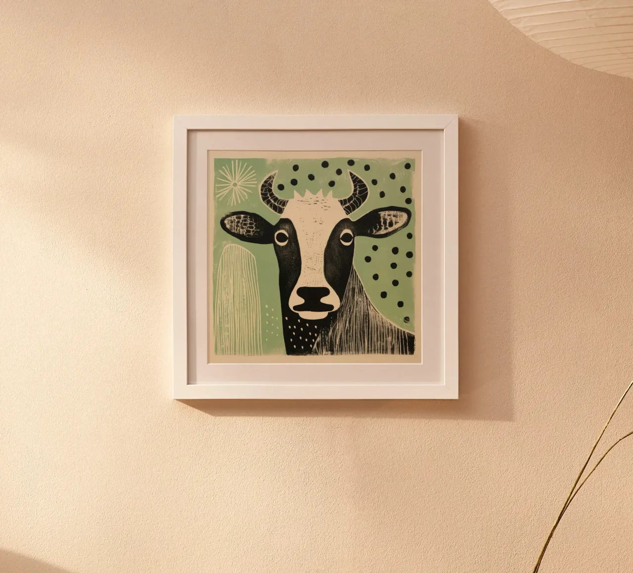 Mucca verde 1 poster da Minimal Animal Art