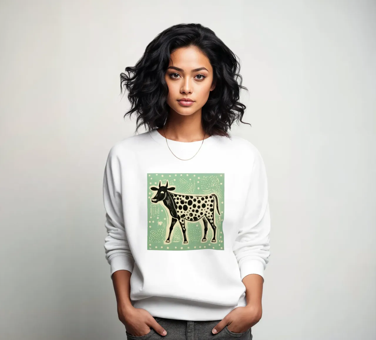 Vaca Verde 2 sudadera de Minimal Animal Art