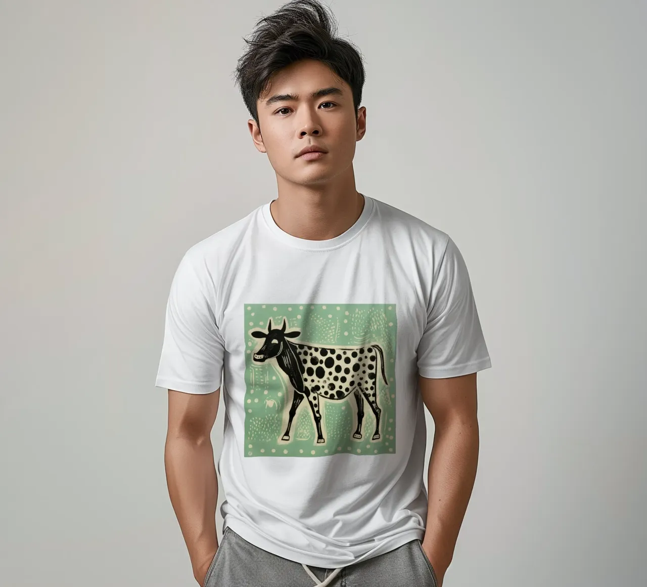 Mucca verde 2 t-shirt da Minimal Animal Art