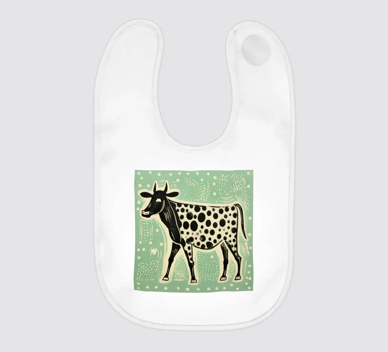 Mucca verde 2 bavaglino da Minimal Animal Art