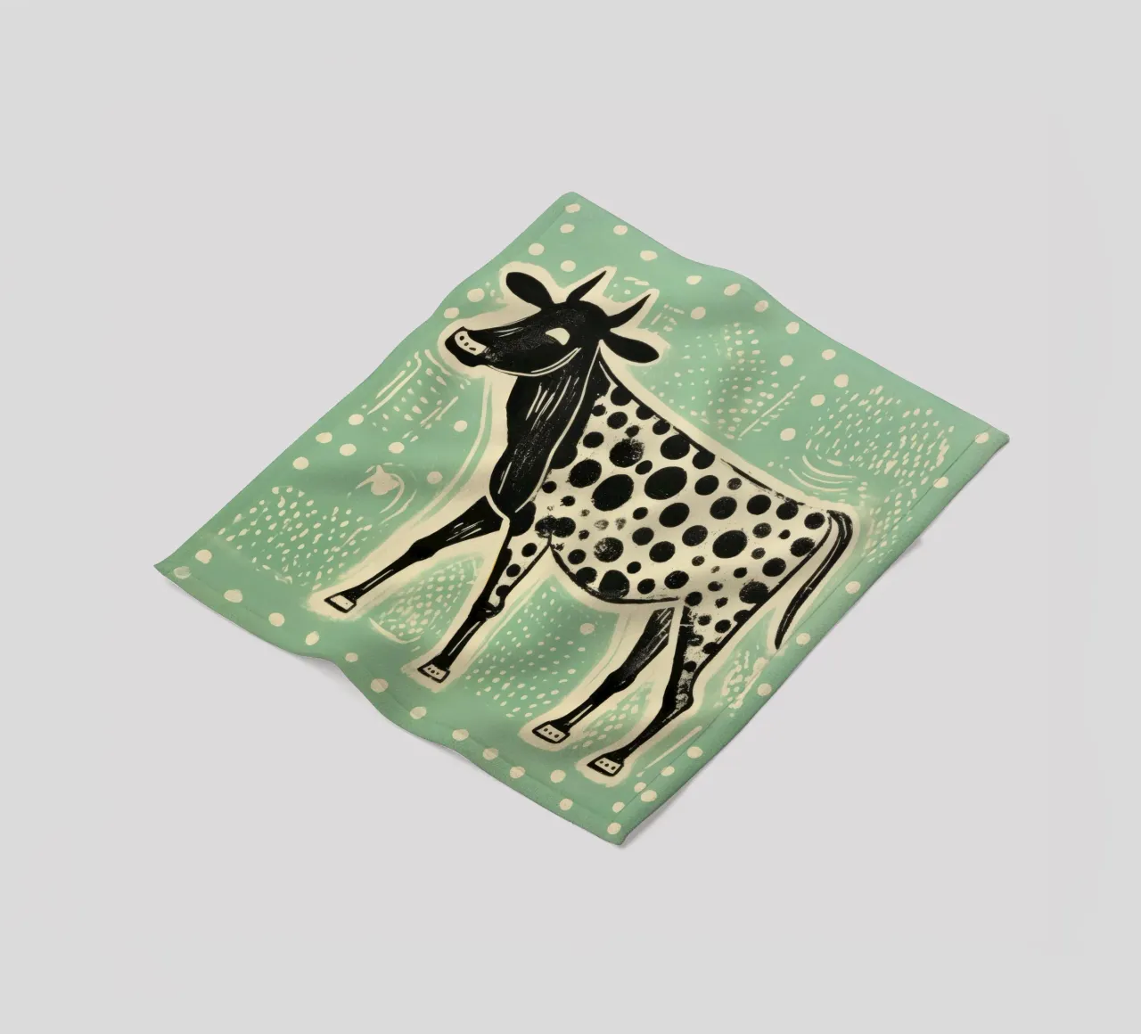 Mucca verde 2 coperta in pile da Minimal Animal Art