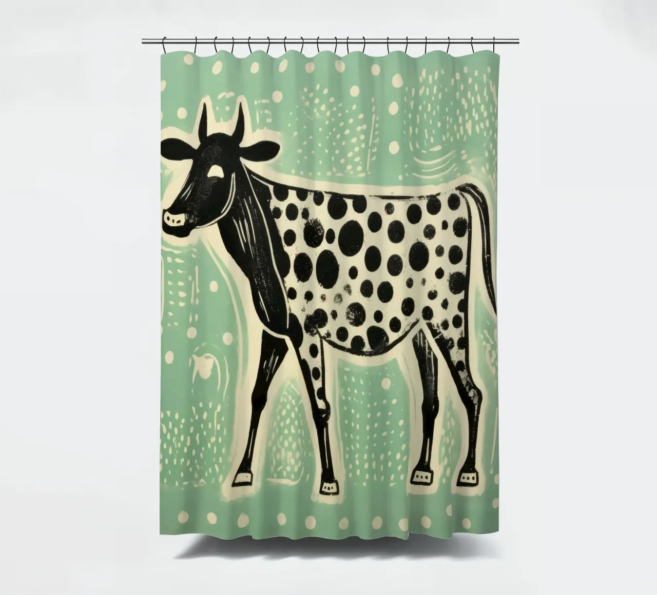 Mucca verde 2 tenda da doccia da Minimal Animal Art