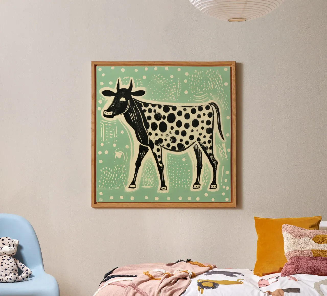 Mucca verde 2 alluminio dibond da Minimal Animal Art
