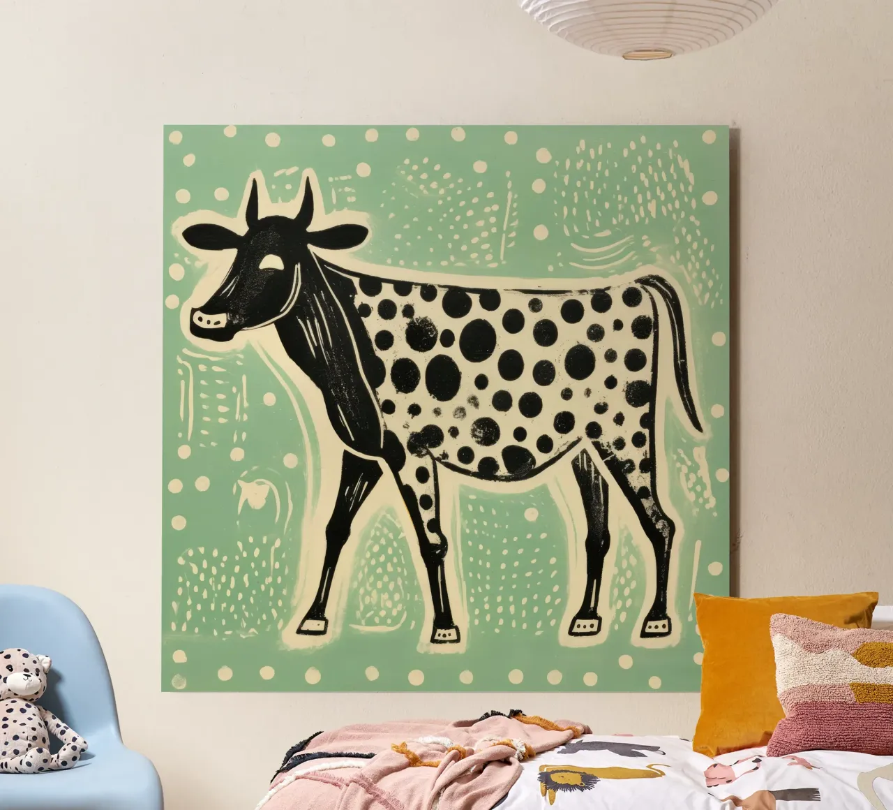 Mucca verde 2 alluminio dibond da Minimal Animal Art