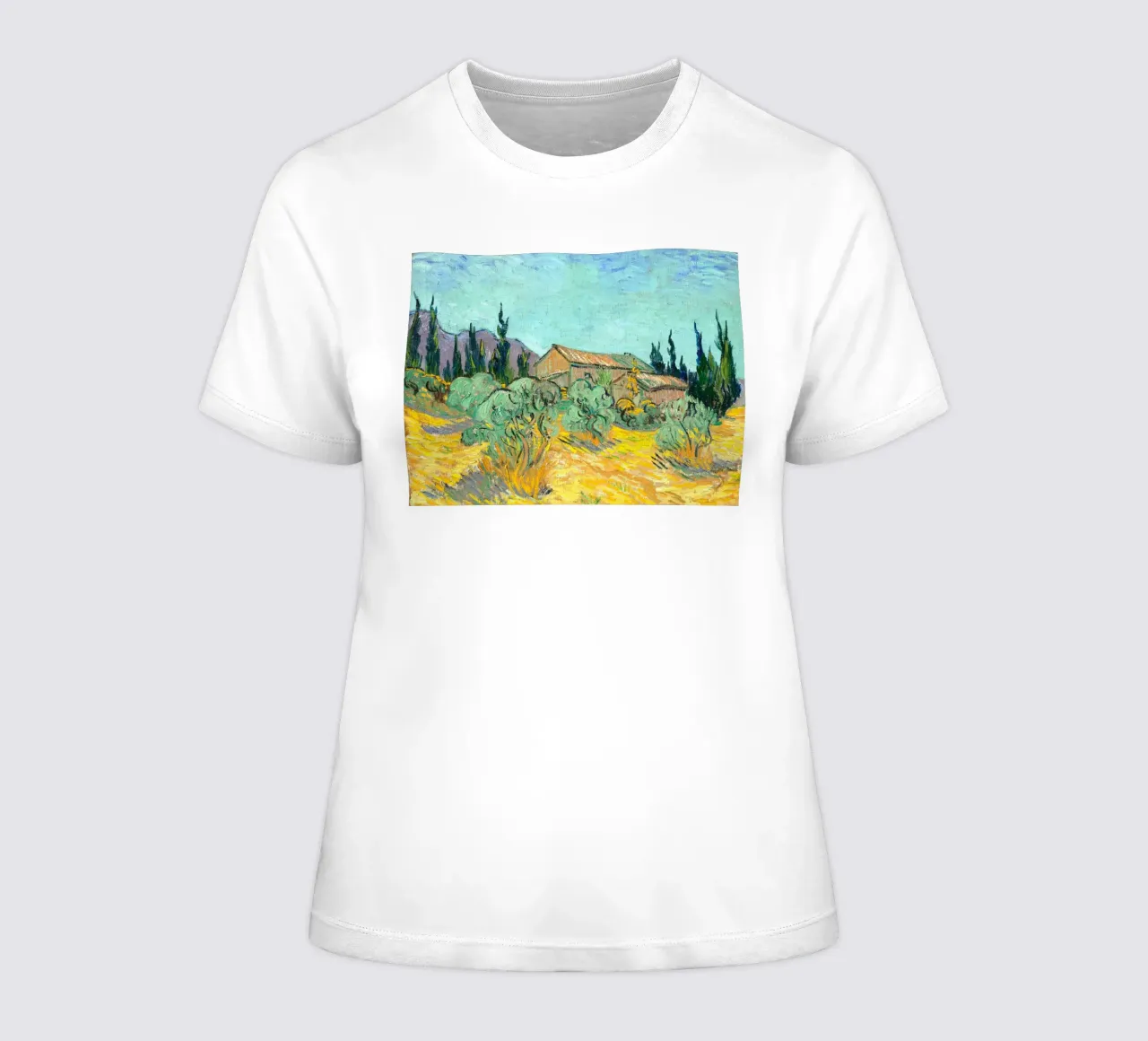 Van Gogh - Huts surrounded by olive trees and cypresses t-shirt da donna da apoloprints