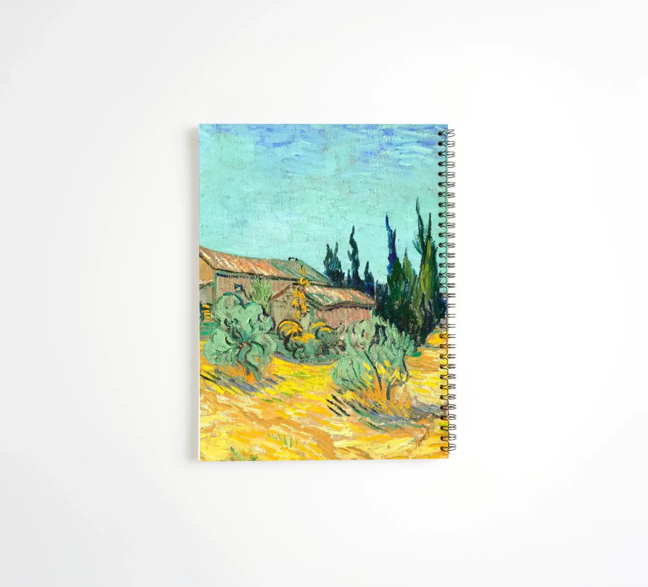Van Gogh - Huts surrounded by olive trees and cypresses diario ad anelli da apoloprints