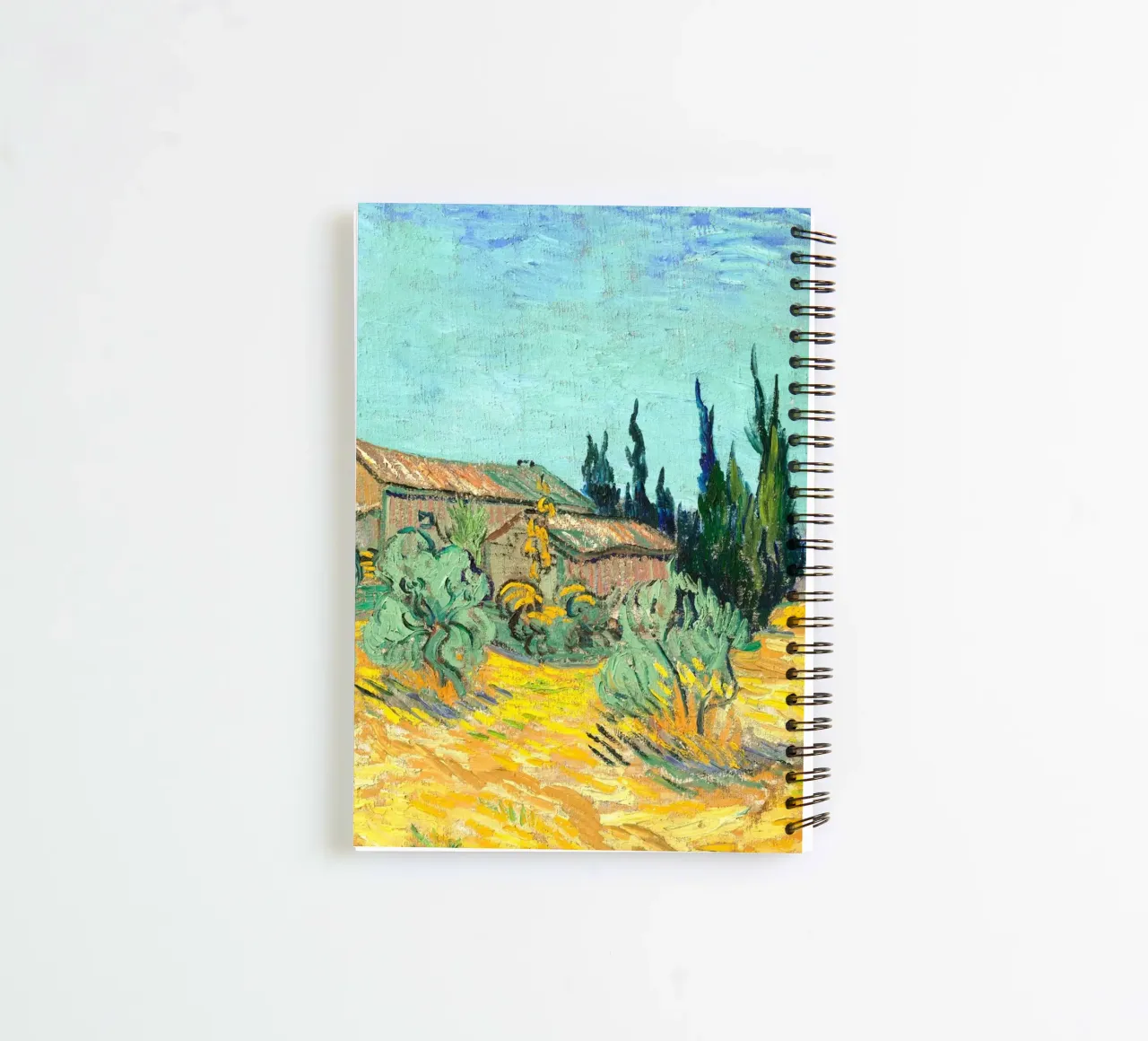 Van Gogh - Huts surrounded by olive trees and cypresses diario ad anelli da apoloprints