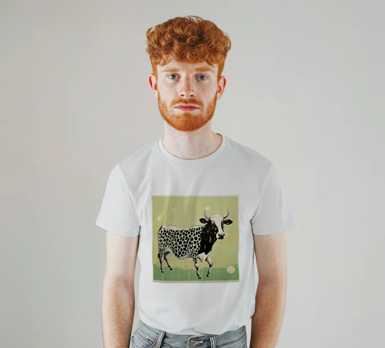 Mucca verde t-shirt da Minimal Animal Art