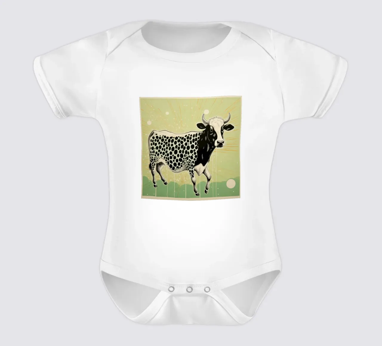 Mucca verde 3 body neonato maniche corte da Minimal Animal Art