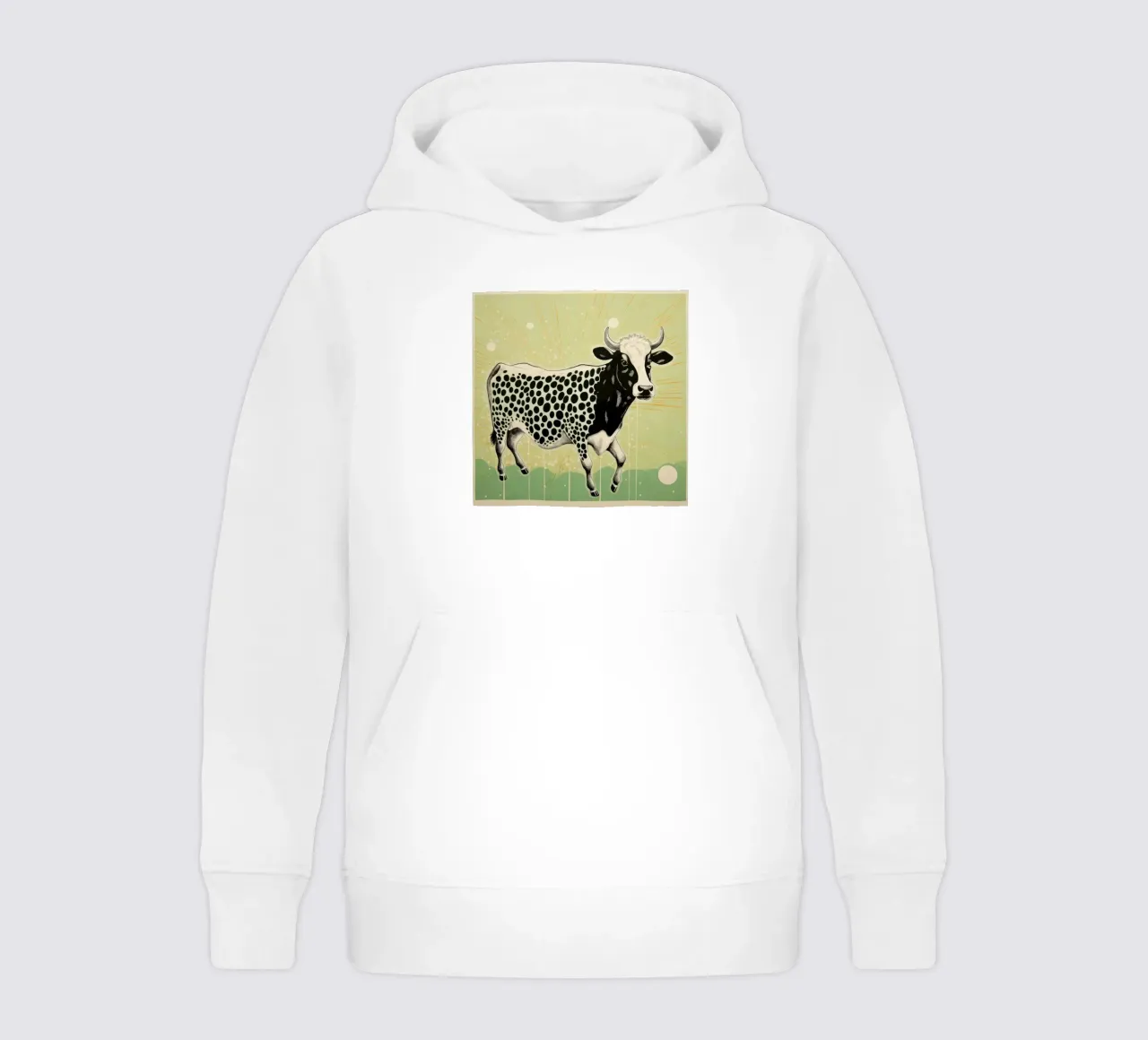 Mucca verde 3 felpa bambino con cappuccio da Minimal Animal Art