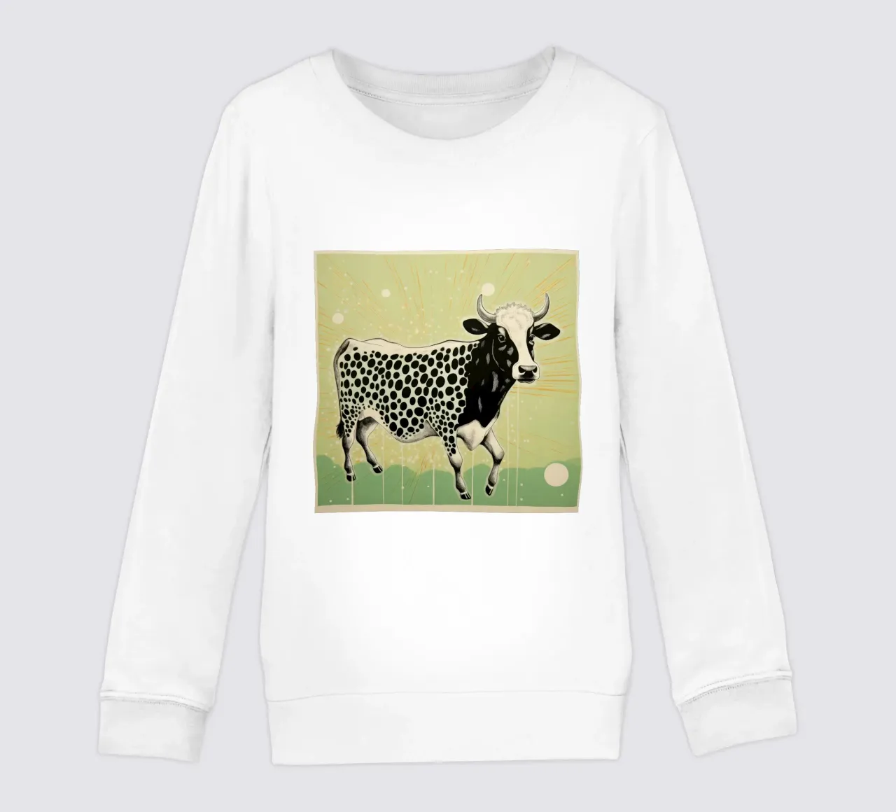 Mucca verde 3 felpa bambino da Minimal Animal Art