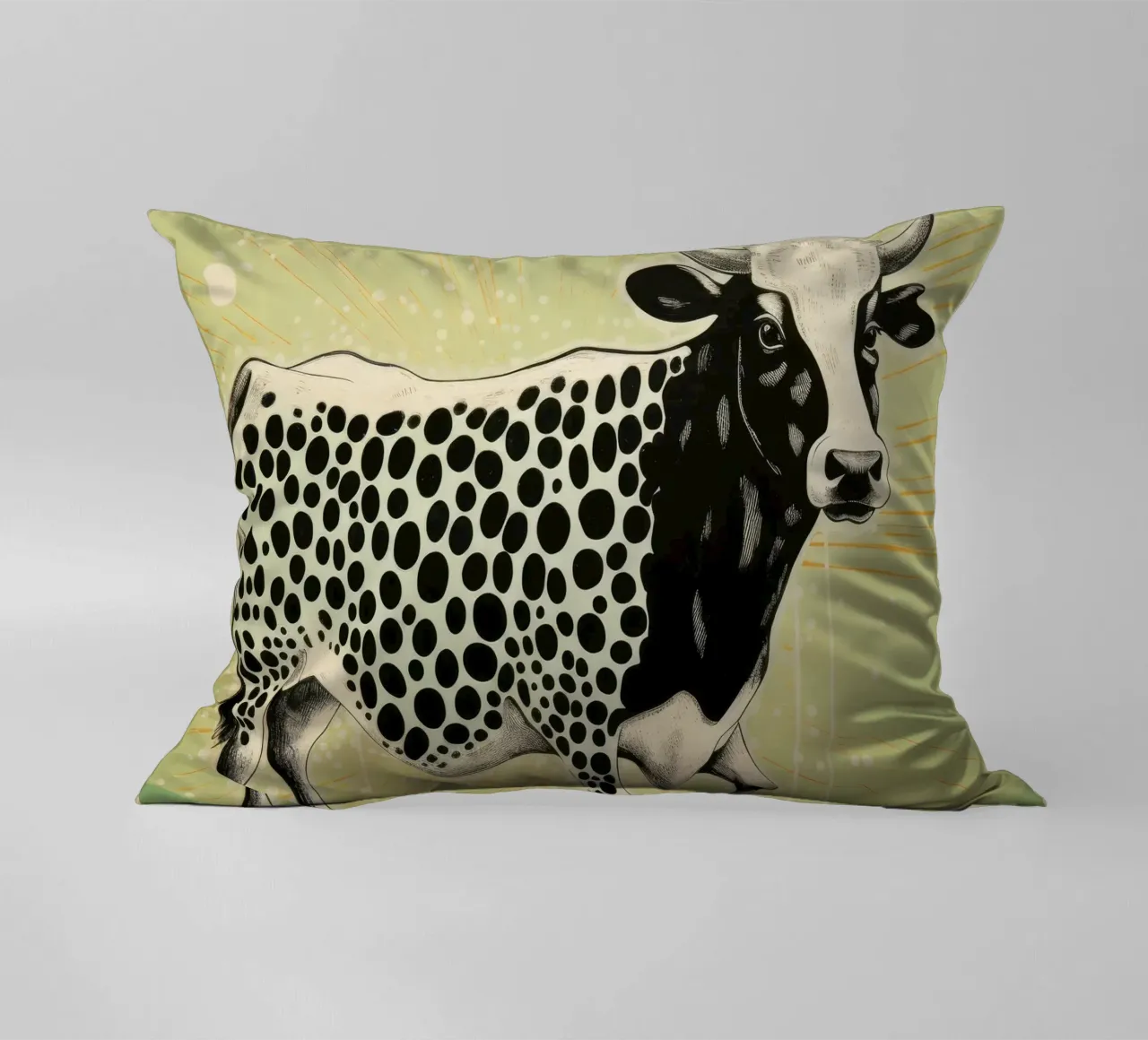 Mucca verde 3 cuscino da Minimal Animal Art
