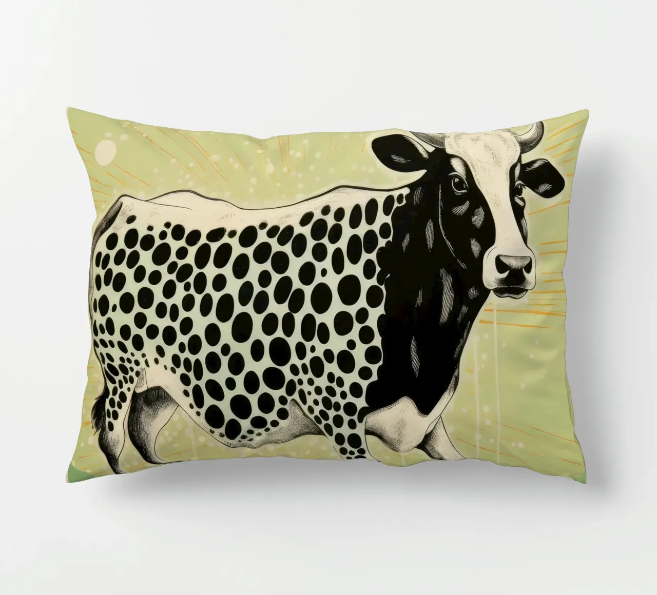 Mucca verde 3 cuscino da Minimal Animal Art