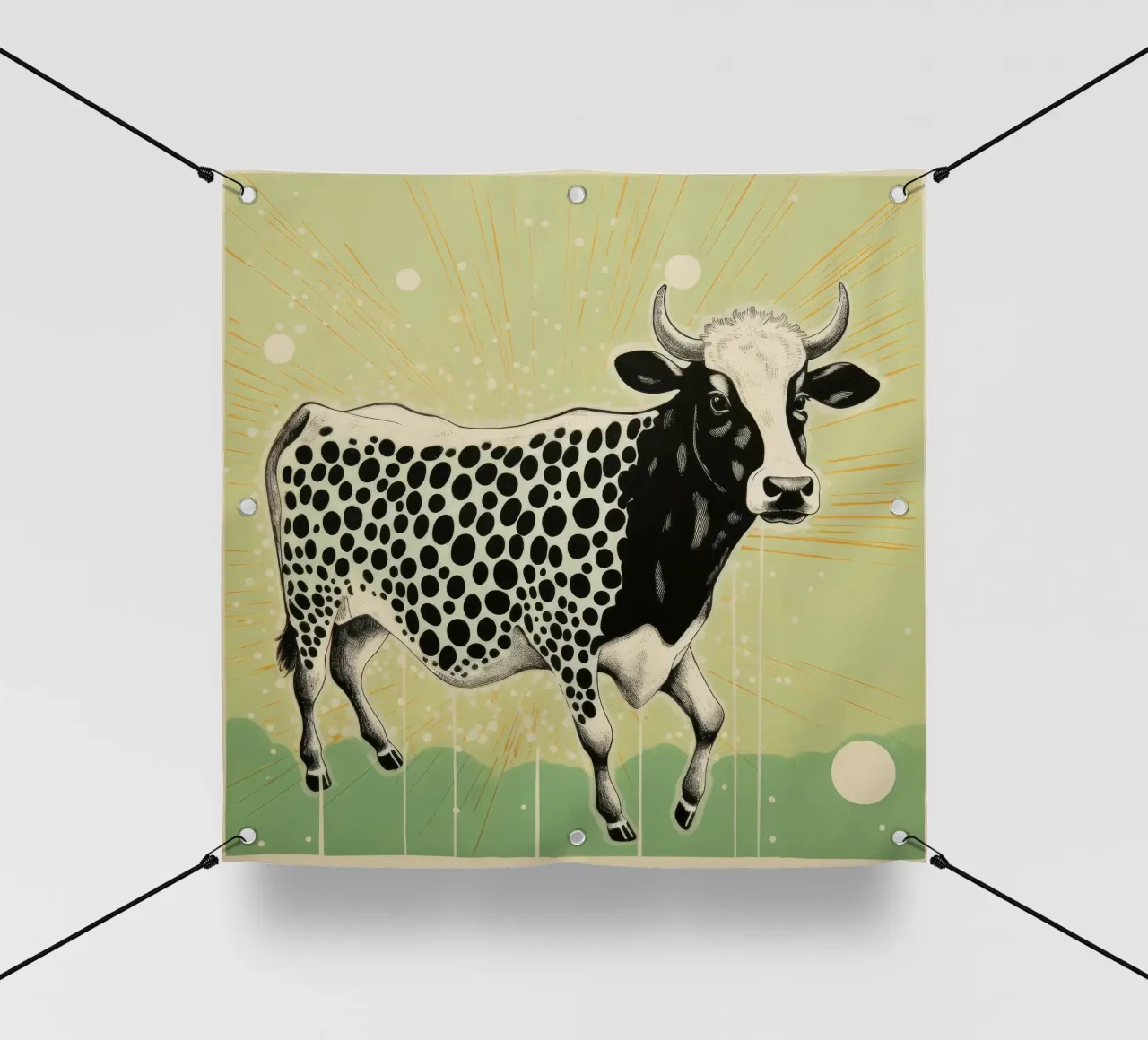 Mucca verde 3 telo in pvc da Minimal Animal Art