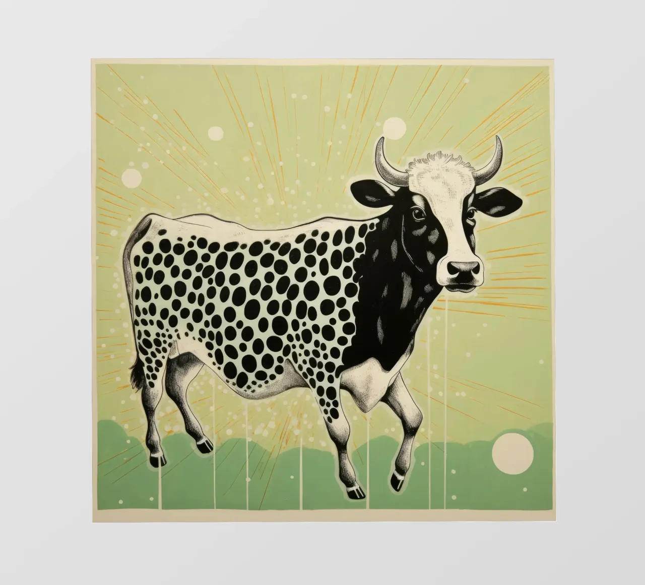 Mucca verde 3 telo in pvc da Minimal Animal Art
