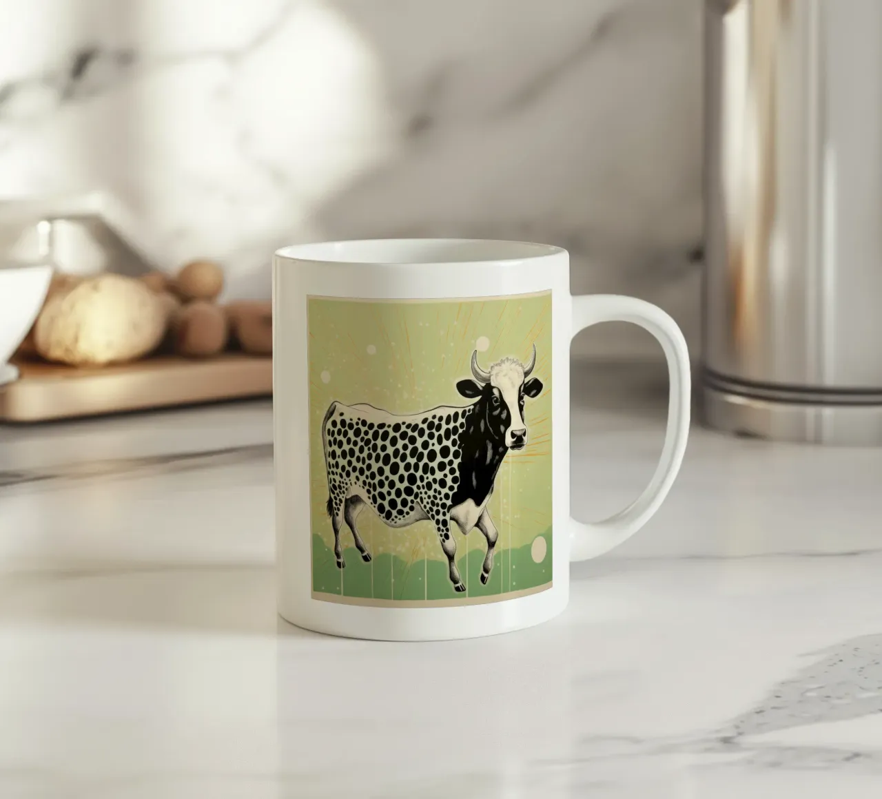 Mucca verde 3 tazza in ceramica da Minimal Animal Art