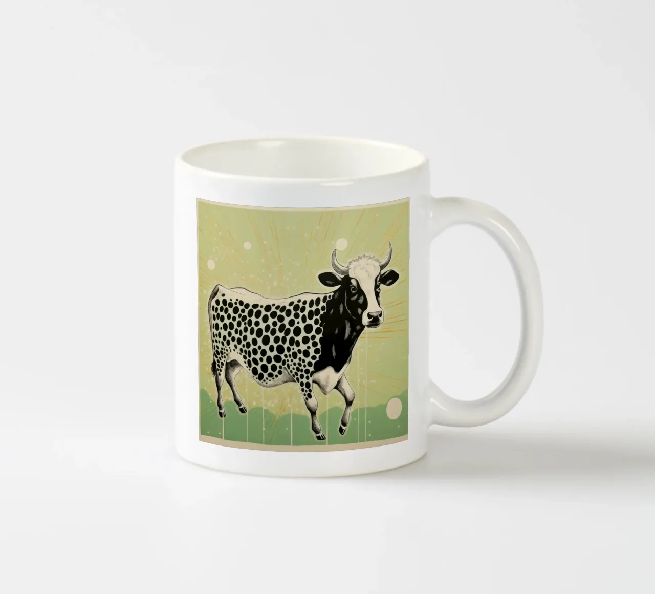 Mucca verde 3 tazza in ceramica da Minimal Animal Art