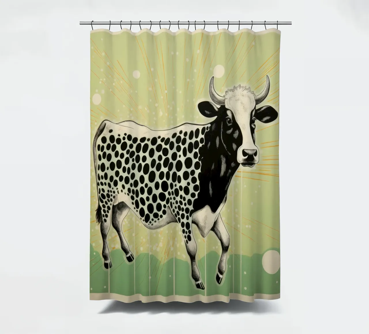 Mucca verde 3 tenda da doccia da Minimal Animal Art